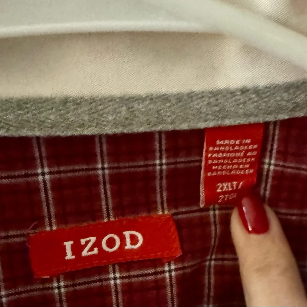 IZOD Big/Tall Men’s Long Sleeve Button Up w/ Pocket-EUC-Maroon Pld - Size XXL - Picture 5 of 5